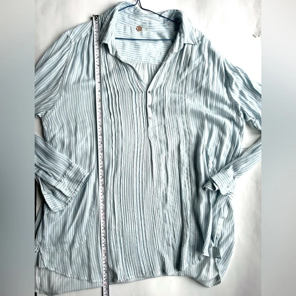 Free People FP ONE Waverley Stripe Tunic stripe blue white size medium - Picture 9 of 14